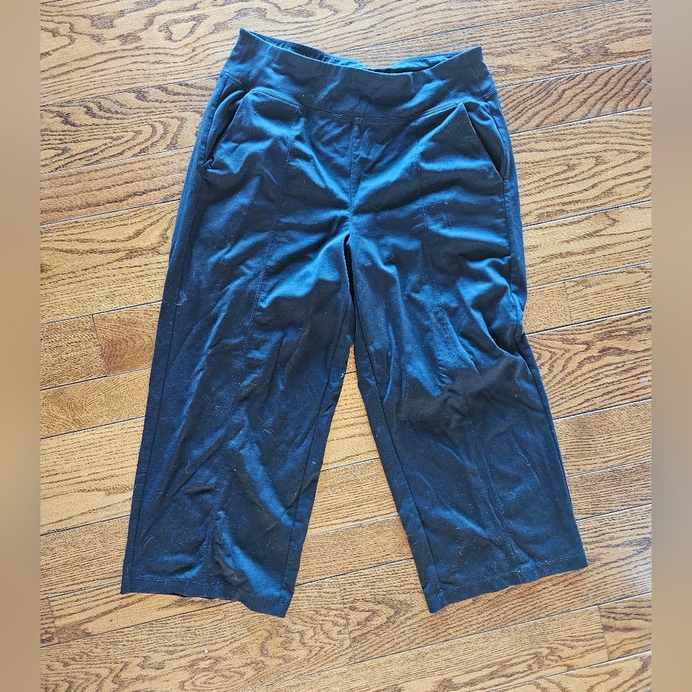 Athleta Black Cropped LEGGINGS Pants L Large